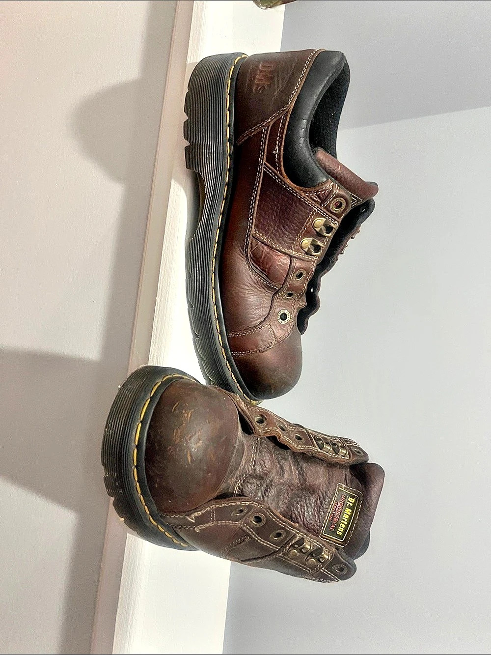 Dr. Martens Industrial Steel Toe Leather Work Shoes Brown US 10 M Wear & Tear